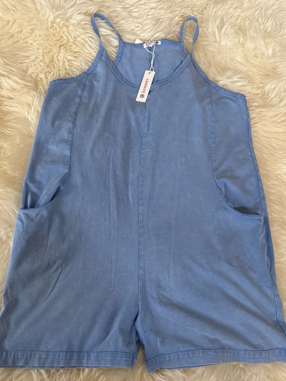 Sundry Light Blue Sleeveless Romper Tank